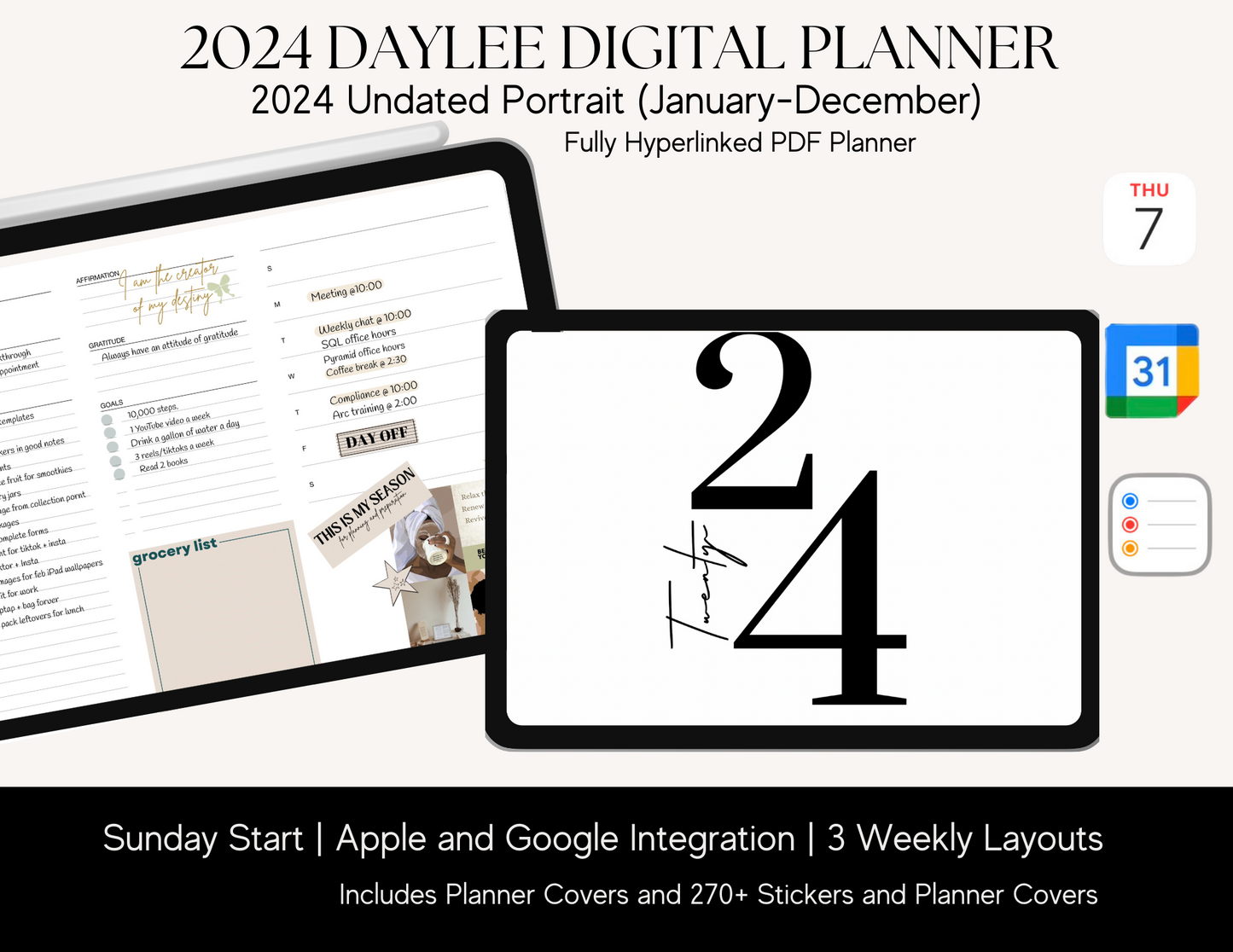 2024 Undated DayLee Digital Planner Landscape