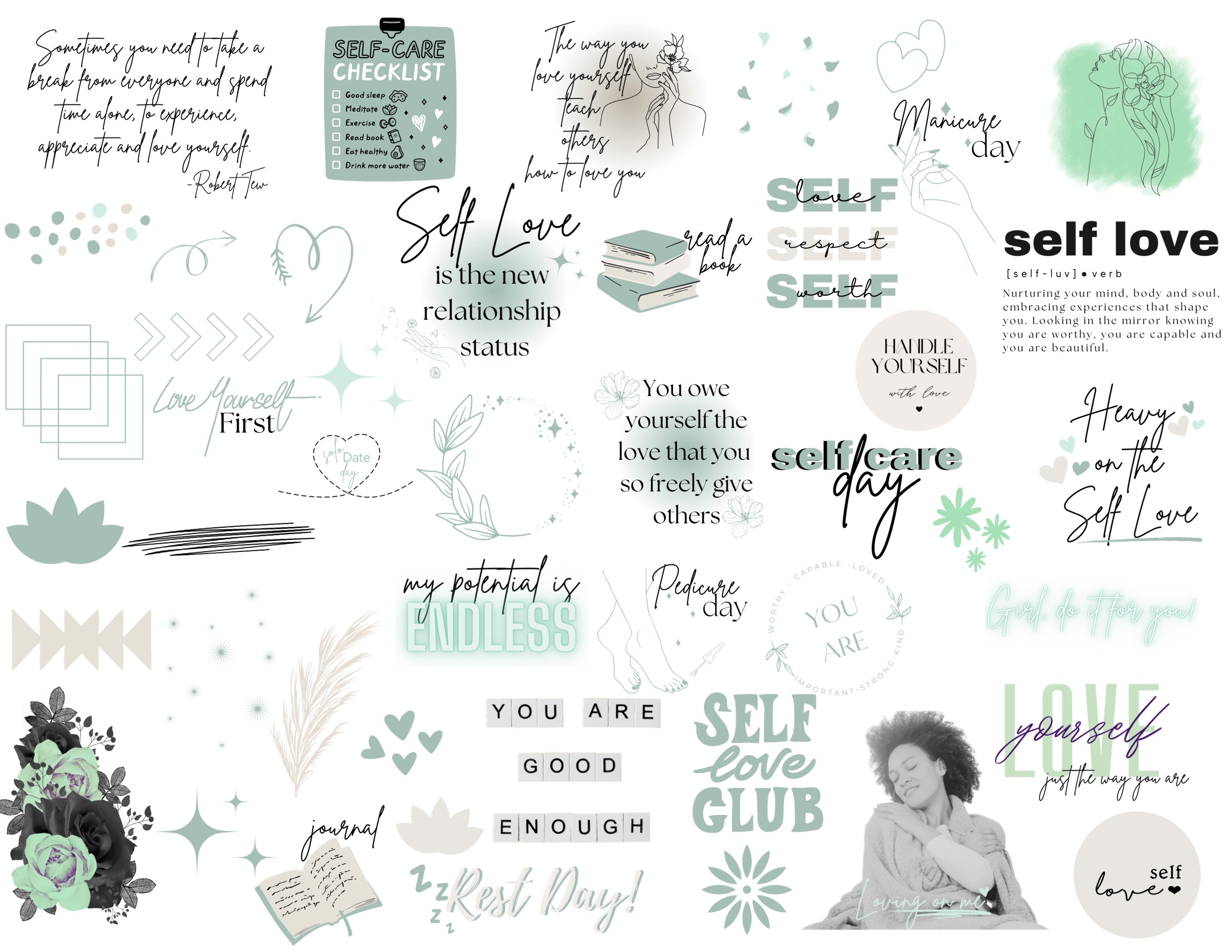 Virtual Self Example Sticker Self Love Stickers - Green – AshLee Digital Studio