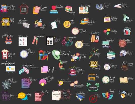 Dark Teacher Icons (For dark mode planner)