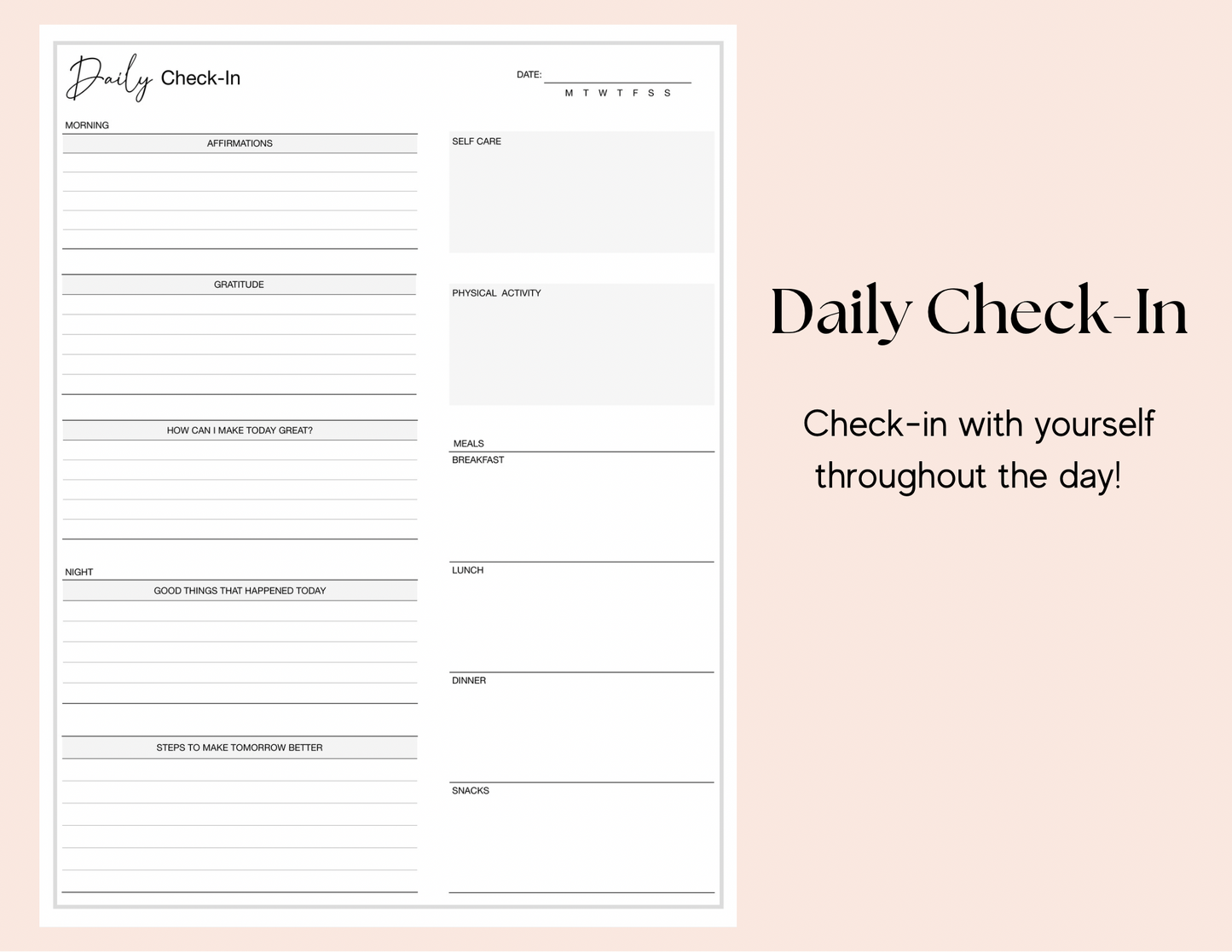 Daily Check In Planner Pad